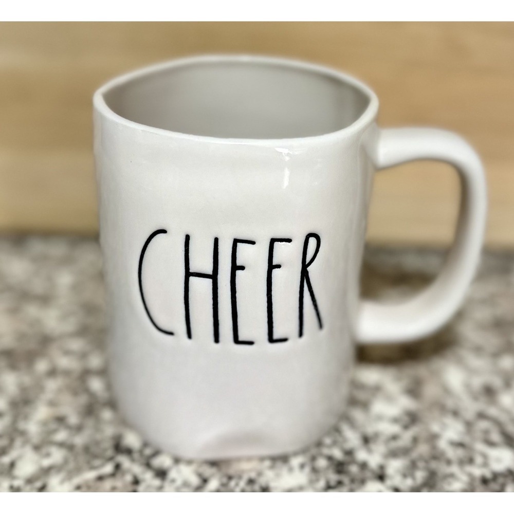 Rae Dunn by Magenta CHEER Coffee Tea Mug White Ivory Ceramic Artisan Collection